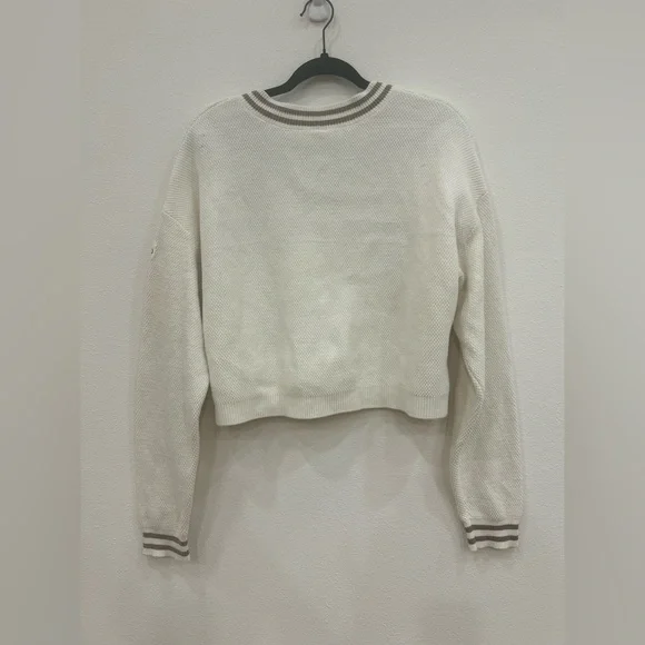 ALO YOGA tennis Club Sweater Knit V-Neck Pullover NWOT med preppy athletic - Picture 5 of 10